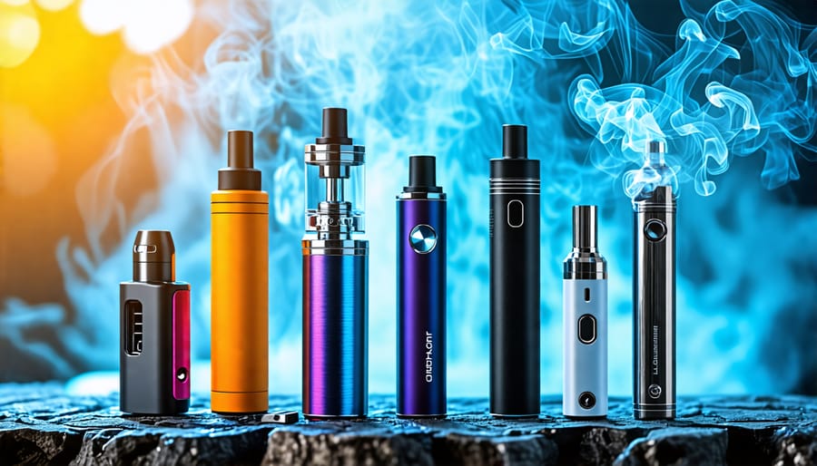 Various vape devices such as vape pens and mods